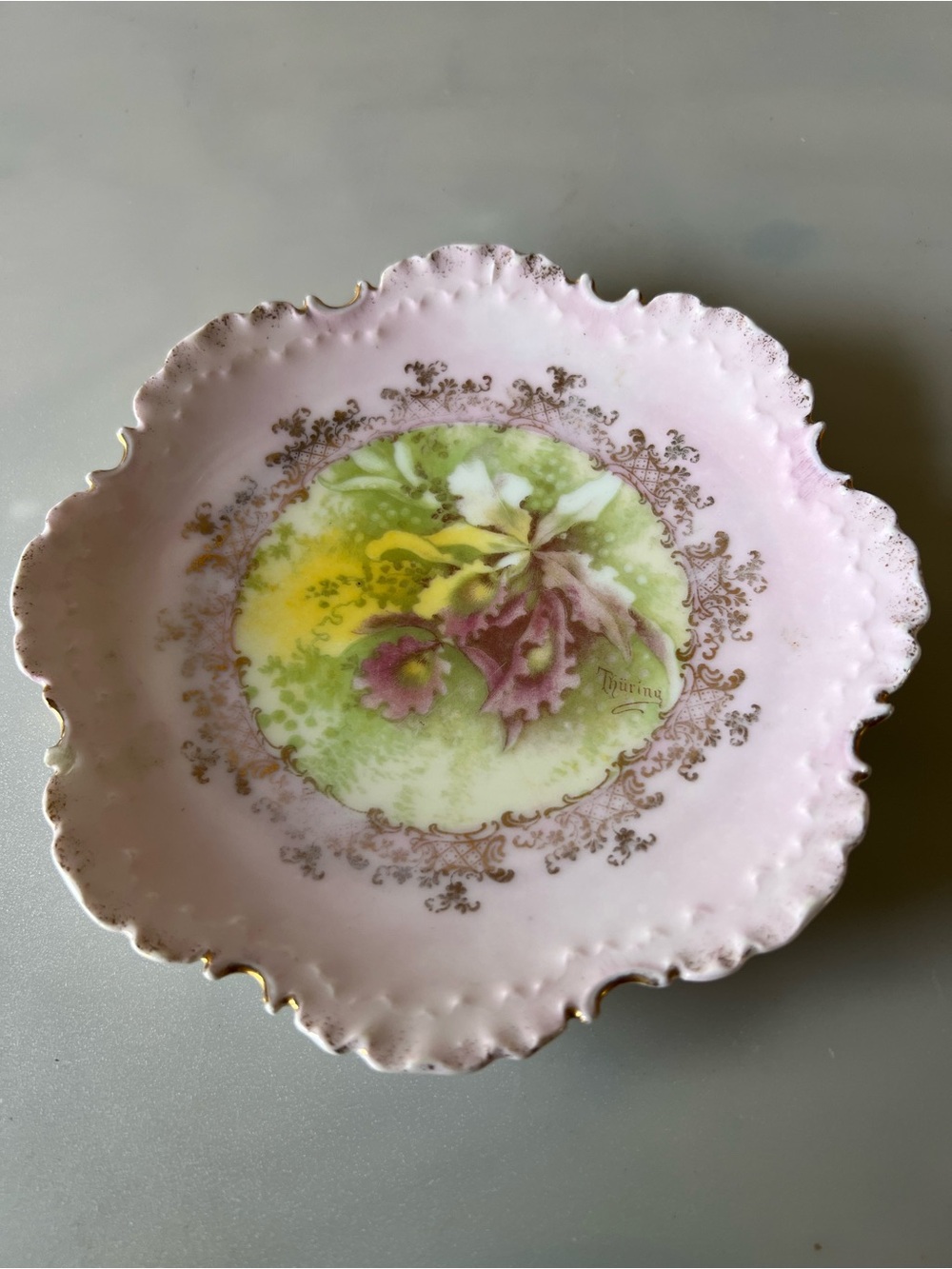 Thuringia Pink Floral Decorative Porcelain Plate